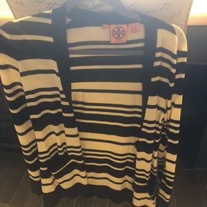 Tory Burch cream and black cardigan